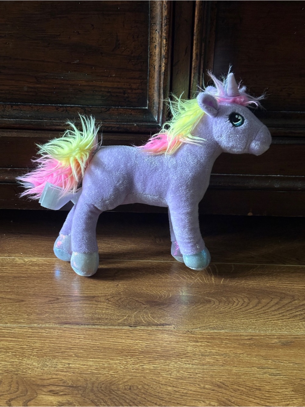 Lilac Unicorn Plush with Rainbow Mane - Kids Stuffed Animal